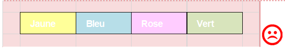 Exemples de contrastes insuffisants entre des arrières-plans de couleurs pastel et un texte en blanc